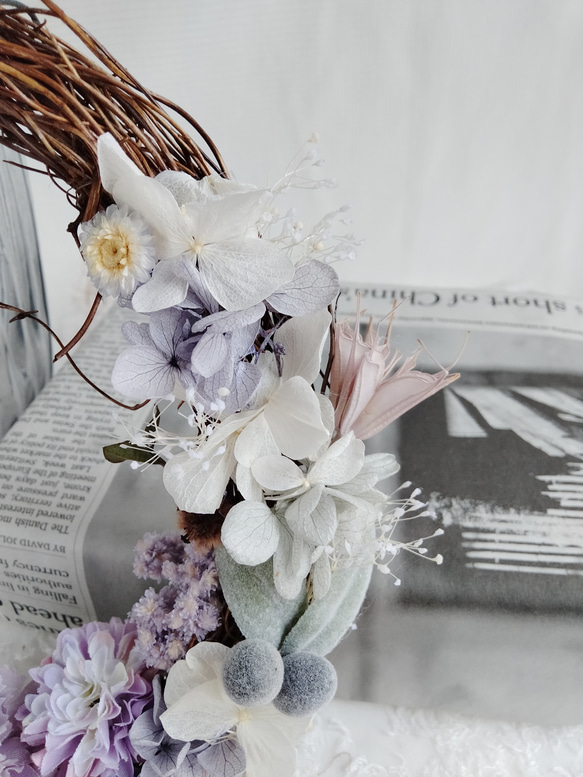 【2024母の日ギフト】カーネーション　リース　ハーフリース　お祝い　花の贈り物　フラワーギフト　花のある暮らし 7枚目の画像