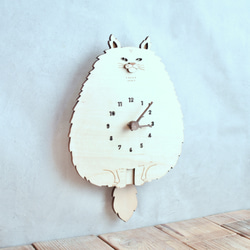 プレーン猫＊立ち耳＊ロング＊レギュラーサイズの時計 木製 振り子時計 掛け時計 2枚目の画像