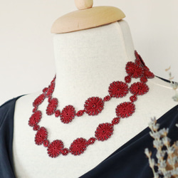 OYA crochet 90cm lariet [TAROT] Red Autumn 第1張的照片
