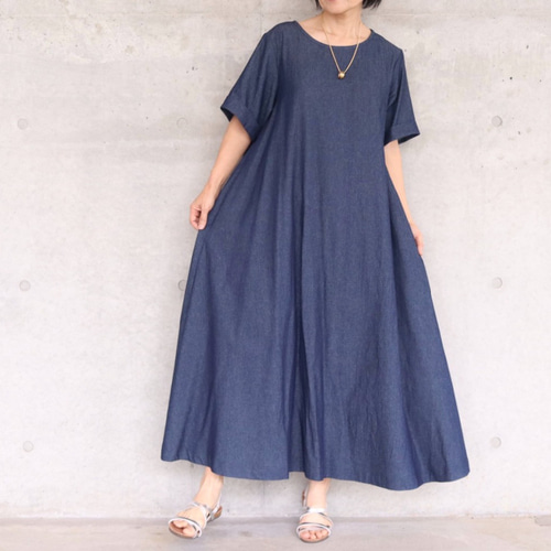 PUTUMAYO 半袖 ワンピース Aライン半袖ワンピース デニム No.100 ワンピース Mauve pink