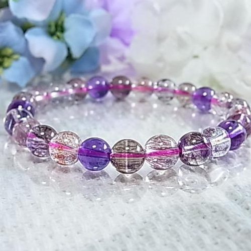 pinkrose様2点まとめ商品　天然石　翡翠　アクアマリン　スーパーセブン お得品】スーパーセブン 7㎜ 美しい煌めき 虹 星 最強 運気の