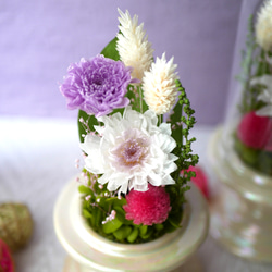 「仏花」ことね菊のガラスドーム プリザーブドフラワー＜受注制作＞お供え花 3枚目の画像