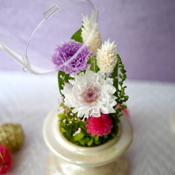 「仏花」ことね菊のガラスドーム プリザーブドフラワー＜受注制作＞お供え花 5枚目の画像