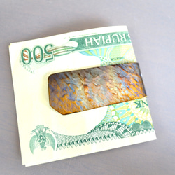Titanium money clip・純チタンマネークリップ・青金裏木目AA・５2mm 5枚目の画像