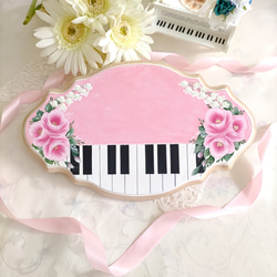 音楽教室・ピアノ教室の先生へ♪薔薇とスズラン♪ピアノ鍵盤ボード♪【P003】 1枚目の画像