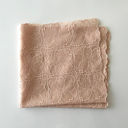 桜染め 桜柄の綿レースハンカチ ハンカチ・手ぬぐい Herbal Life