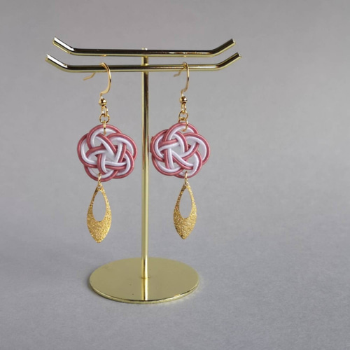 結び彩雫✾すおう（スモーキーピンク）✾/水引ピアス・イヤリング