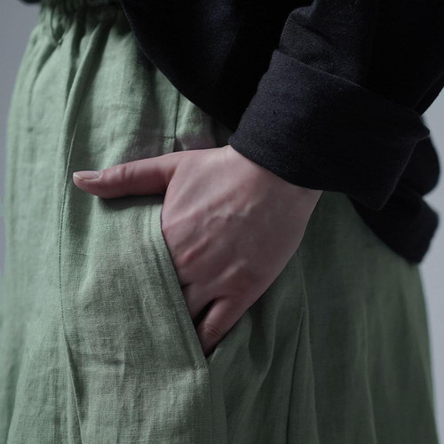 wafu】Linen Pants 袴(はかま)パンツ/青磁鼠(せいじねず) b002k-snz1