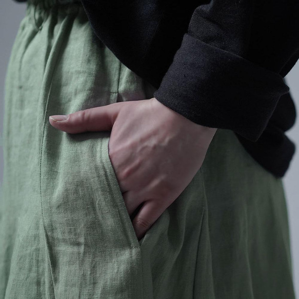 【wafu】Linen Pants 袴(はかま)パンツ/青磁鼠(せいじねず) b002k-snz1 7枚目の画像