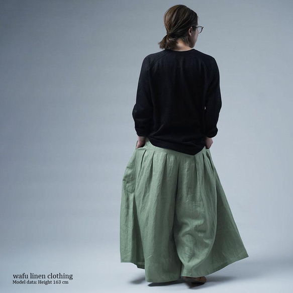 【wafu】Linen Pants 袴(はかま)パンツ/青磁鼠(せいじねず) b002k-snz1 3枚目の画像