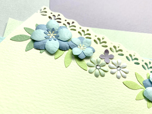 ブルーのお花のカード（A4サイズ） 3枚目の画像