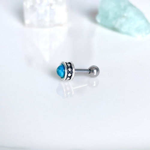 天然石ブルーパープルオーシャンジャスパーのピアス14kgf 天然石 ジェンダーレスピアスシリーズ ブルージャスパー ボディピアス