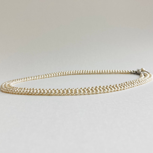 貝ベビーパール3連ネックレス/3mm約43/45.5/48cm/ホワイト