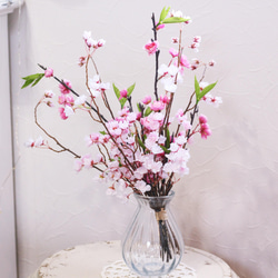 １年中楽しめる「桜」ガラス器セットアレンジ　「Creema限定」 2枚目の画像
