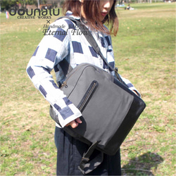 BOX型リュック・レザー×帆布の異素材MIX【送料無料】 15枚目の画像