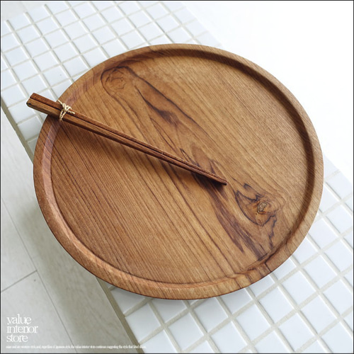 木製円形サービングプレート 木製 プレート Φ22cm(木の皿 木 食器 円形 丸型 フラット お皿