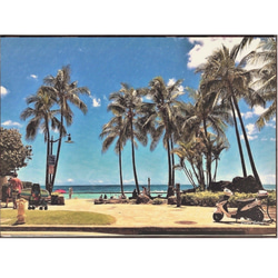 【送料無料】南国の風景☆HAWAII  No.602  フレーム付　A4サイズ 2枚目の画像