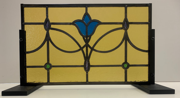 「アンティーク調ステンドグラスパネル・E」アンティーク調　レトロ　ケイム組み　インテリア雑貨・生活道具 2枚目の画像