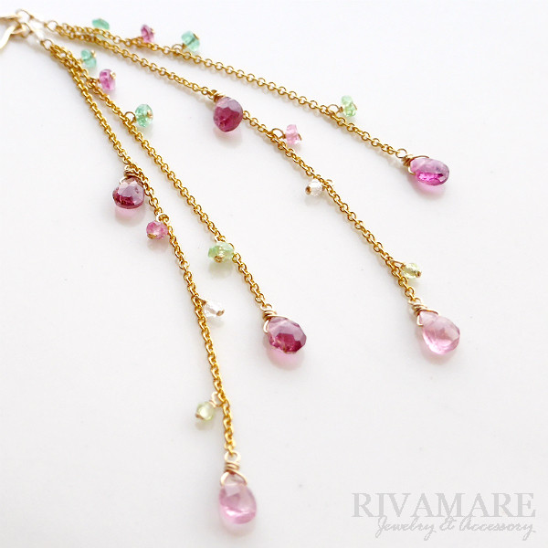 レッドトルマリン ルベライト ピンクトルマリン エメラルド グリーンガーネット ペリドット ホワイトトパーズ ピアス