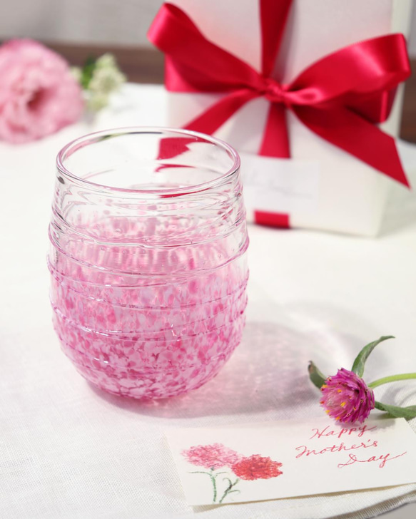 母の日早割2024「花色一輪挿し＆グラス 桜ピンクセット」贈り物 プレゼント バラ さくら 桜 カーネーション サクラ 2枚目の画像