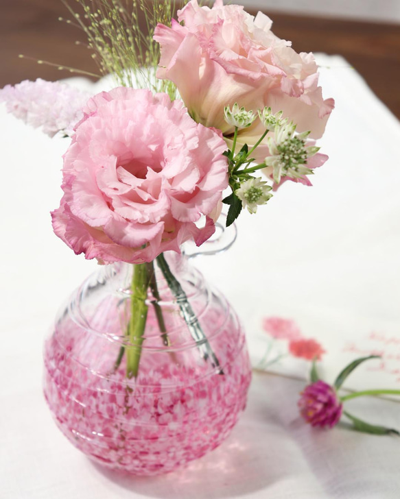 母の日早割2024「花色一輪挿し＆グラス 桜ピンクセット」贈り物 プレゼント バラ さくら 桜 カーネーション サクラ 6枚目の画像