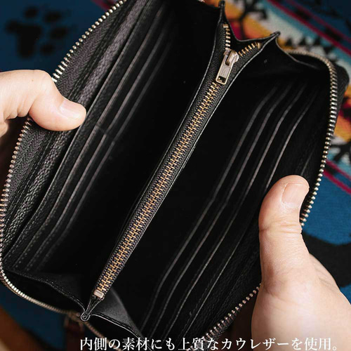 mamakin 上質レザー 長財布 ウォレット ラウンドファスナー ジップ