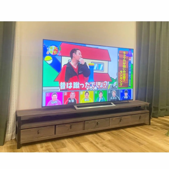 W200㎝★引き出し５個付★オーク★ワイドテレビ台★アイアン★ 1枚目の画像