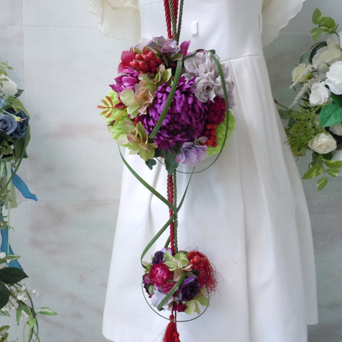 和装　ボールブーケ/ウエディングブーケ 和装ボールブーケ - 造花スタジオフルール ウエディングブーケ