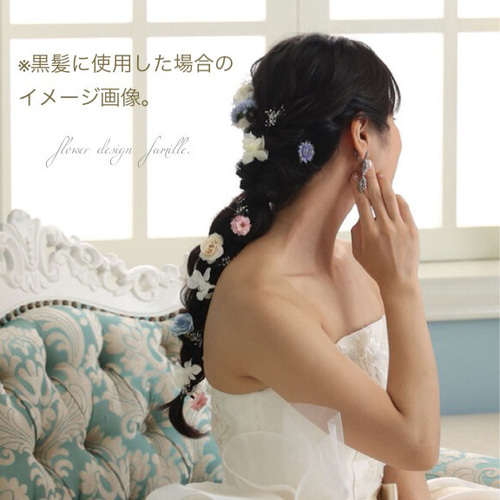 047.桜&ミニバラ♡小花のヘッドドレス・ラプンツェルヘア/髪飾り/編み