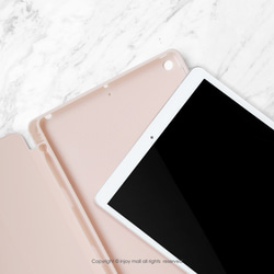 iPad case 12.9/Air4/iPad 9/mini 6系列Smart cover皮革平板保護 清新藍色亞麻花 第6張的照片