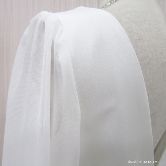 ウェディングドレス 9号 袖あり 長袖　結婚式　挙式 前撮り二次会 白 スレンダー Aライントレーン wd32174 9枚目の画像