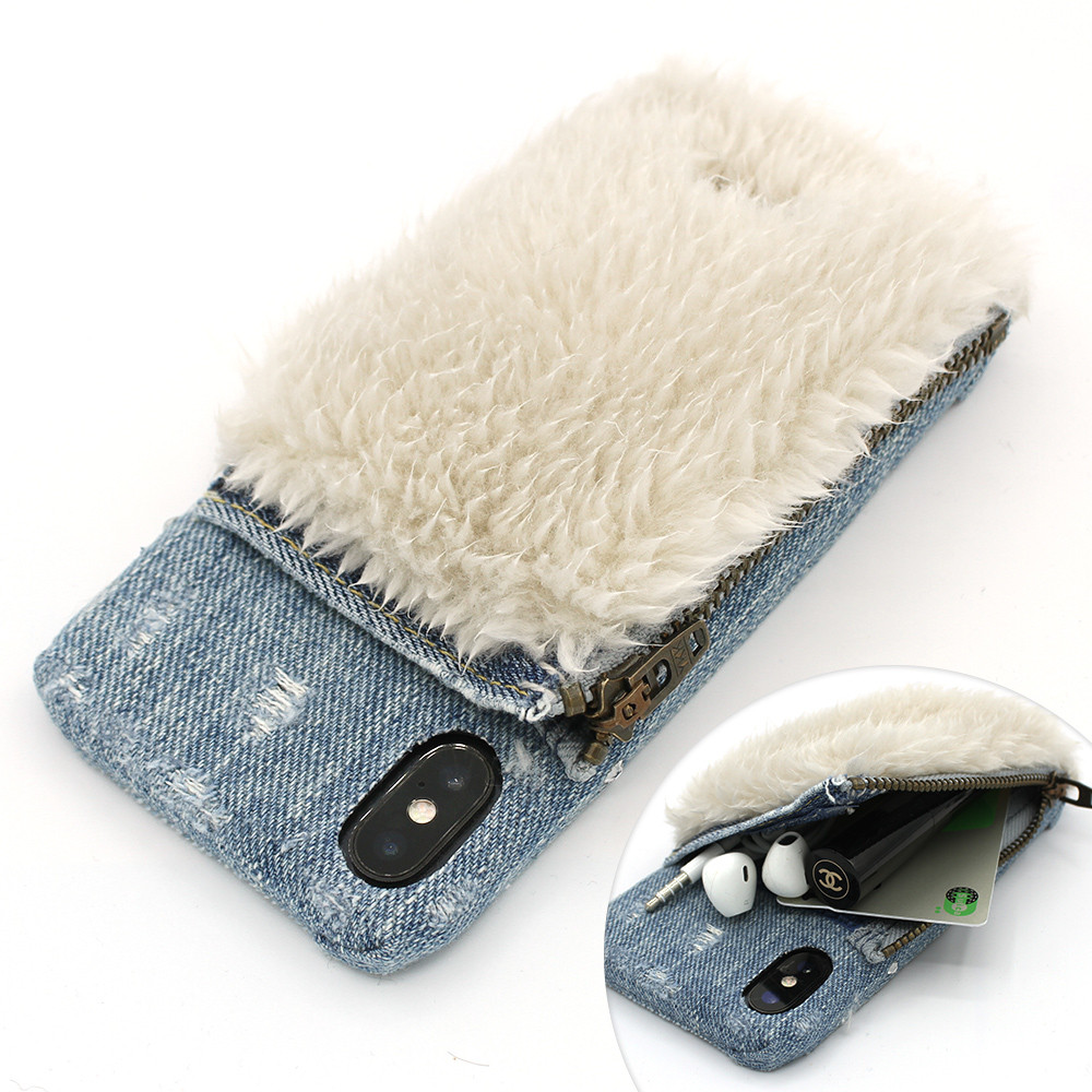 小物入れ付きふわもこスマホケース白うさぎ iPhone15Pro,SE,ほか全機種対応,Xperia,Galaxyほか