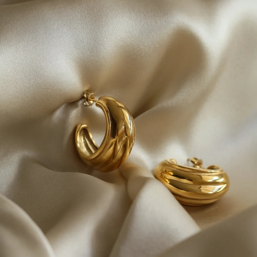chunky hoop pierce Ⅱ 18k coating ピアス（フープ） Mirage