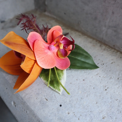 ウェディングブーケ　アーティフィシャルフラワー　造花　テラコッタ　リゾート　夏秋 ウェディングブーケ アーティフィシャルフラワー 造花