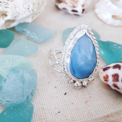 【14号】blue opal ring /silver925 彫金 銀細工 1点物 4枚目の画像