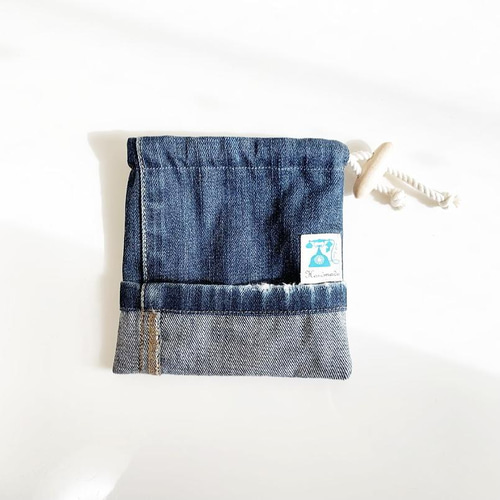 ノベルティヴンティージ希少45RPMstudioデニムLINEデニム巾着袋ポーチ ノベルティヴンティージ希少45RPMstudioデニムLINEデニム巾着袋