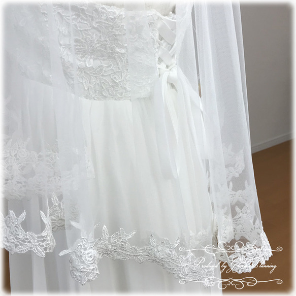 ウェディングボレロ  ケープ ショール チュール 結婚式ブライダル　袖ありドレスにアレンジ bo027/vo080243 6枚目の画像