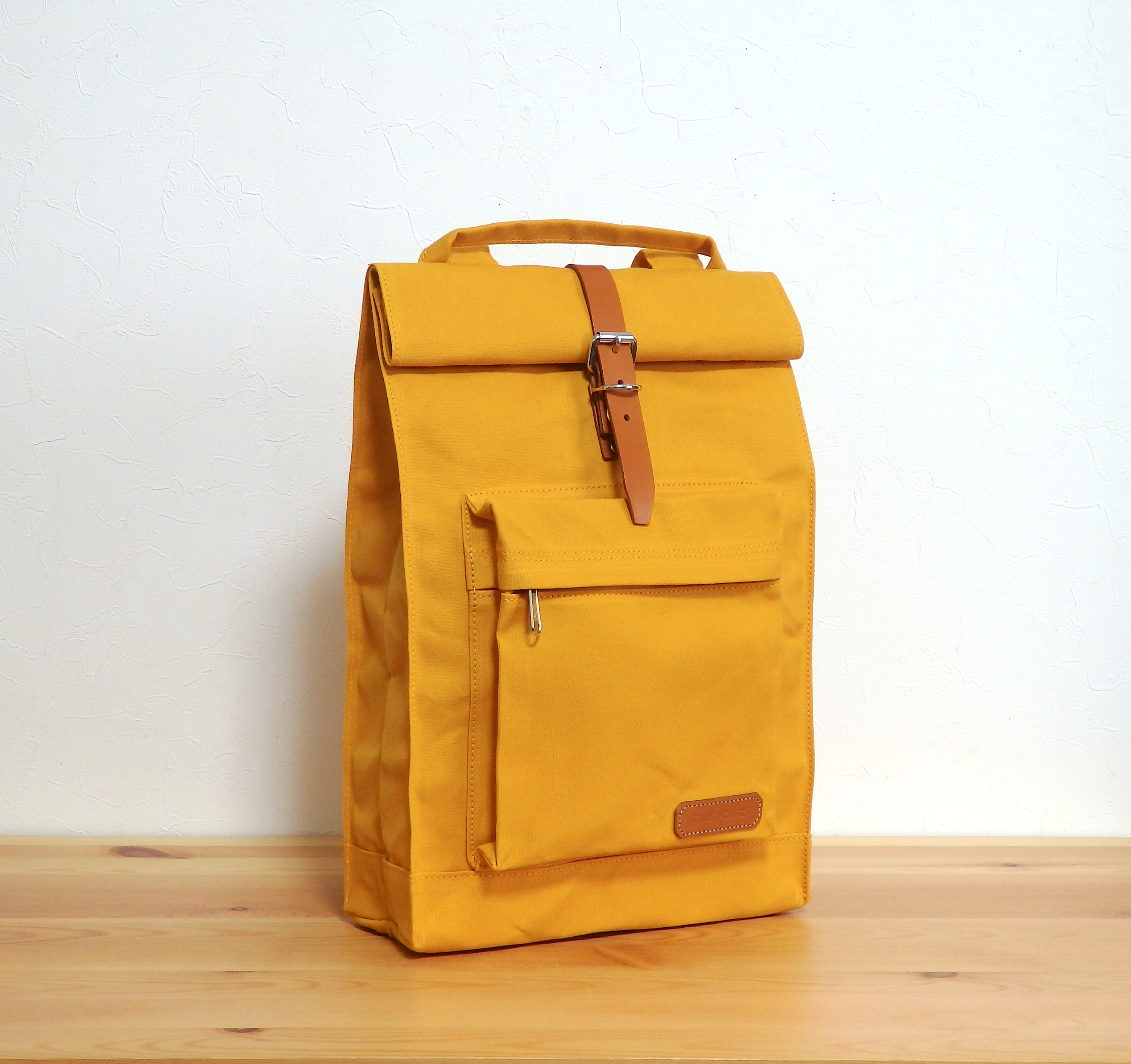 【受注制作】Sサイズ パラフィン加工 10号帆布のリュックサック イエロー