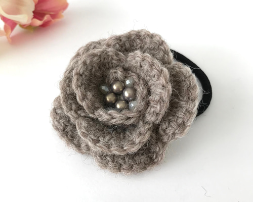 heyep ブラック フラワー　シュシュ　ヘアゴム 2個セット Flower Scrunchie 2 Piece Set-フラワーシュシュ2ピースセット