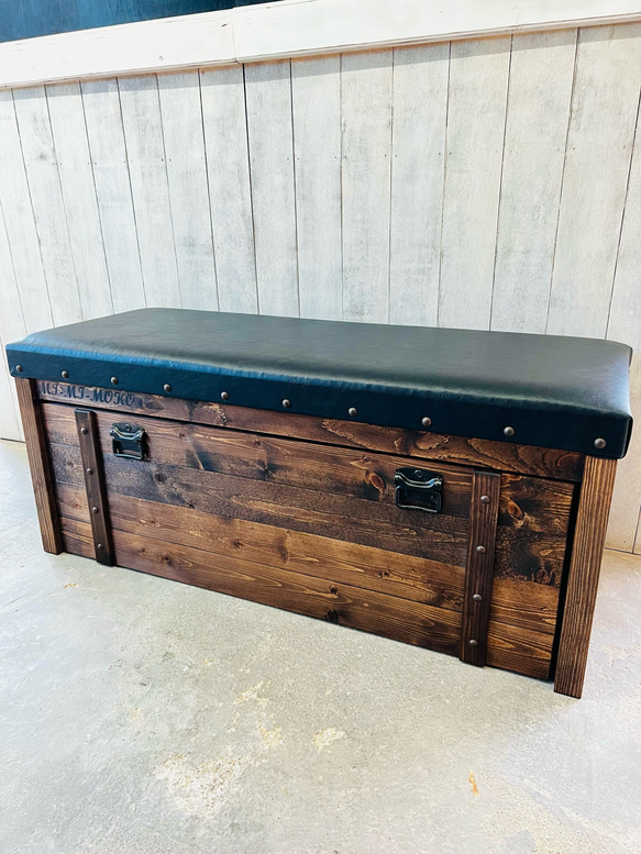 宝箱ベンチ[MI-MI-MOKO]大容量収納付きベンチ クッション付きベンチ 木製ベンチ ダイニングベンチ MI 宝箱ベンチ MOKO