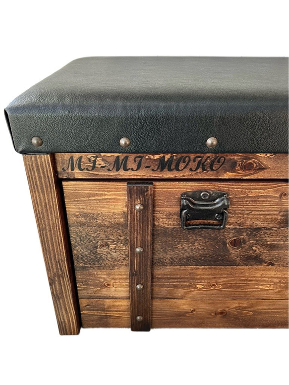 宝箱ベンチ[MI-MI-MOKO]大容量収納付きベンチ クッション付きベンチ 木製ベンチ ダイニングベンチ 6枚目の画像
