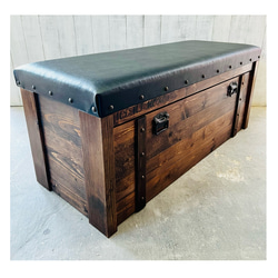 宝箱ベンチ[MI-MI-MOKO]大容量収納付きベンチ クッション付きベンチ 木製ベンチ ダイニングベンチ 1枚目の画像