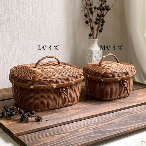 受注制作】蓋付きバスケット - Mサイズ フリーボックス・小物