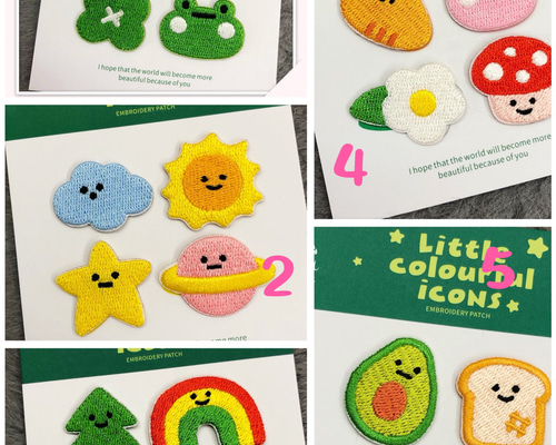 CX34 幼稚園可愛い スマホシール/刺繍アイロンワッペン 両用タイプ