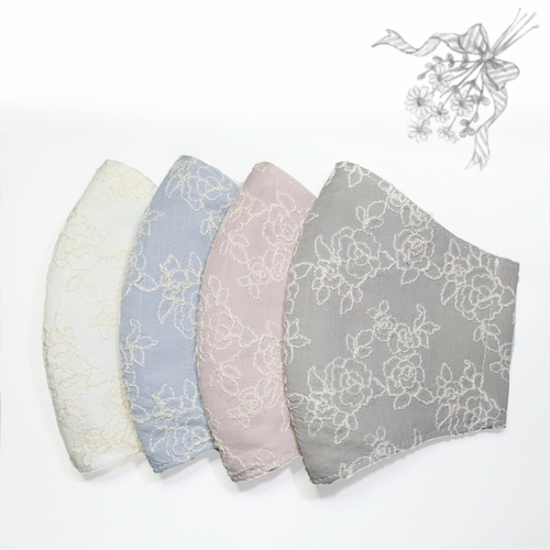 送料無料☆薔薇のコットンレース可愛いマスク/大きめ立体マスクだから  