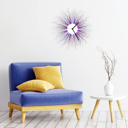 Medusa lavender - 紫とグレーの色合いのモダンな木製壁掛け時計 6枚目の画像
