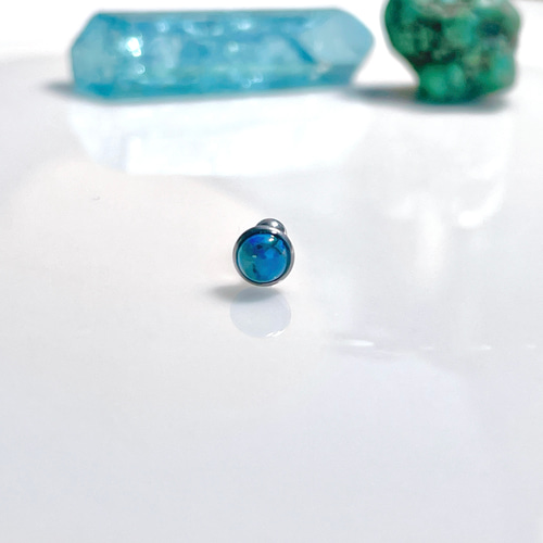 ひとつぶ天然石シリーズ ブルージャスパー 天然石 ボディピアス 16G