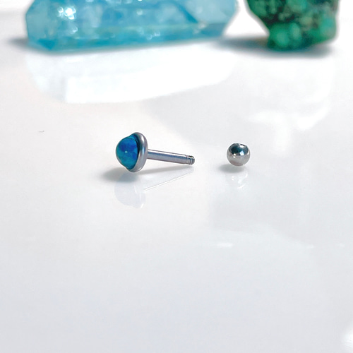 ひとつぶ天然石シリーズ ブルージャスパー 天然石 ボディピアス 16G