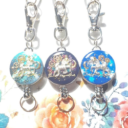 再販】レジンアクセサリー ダックス 犬 DOG リールキーホーダー / 紫