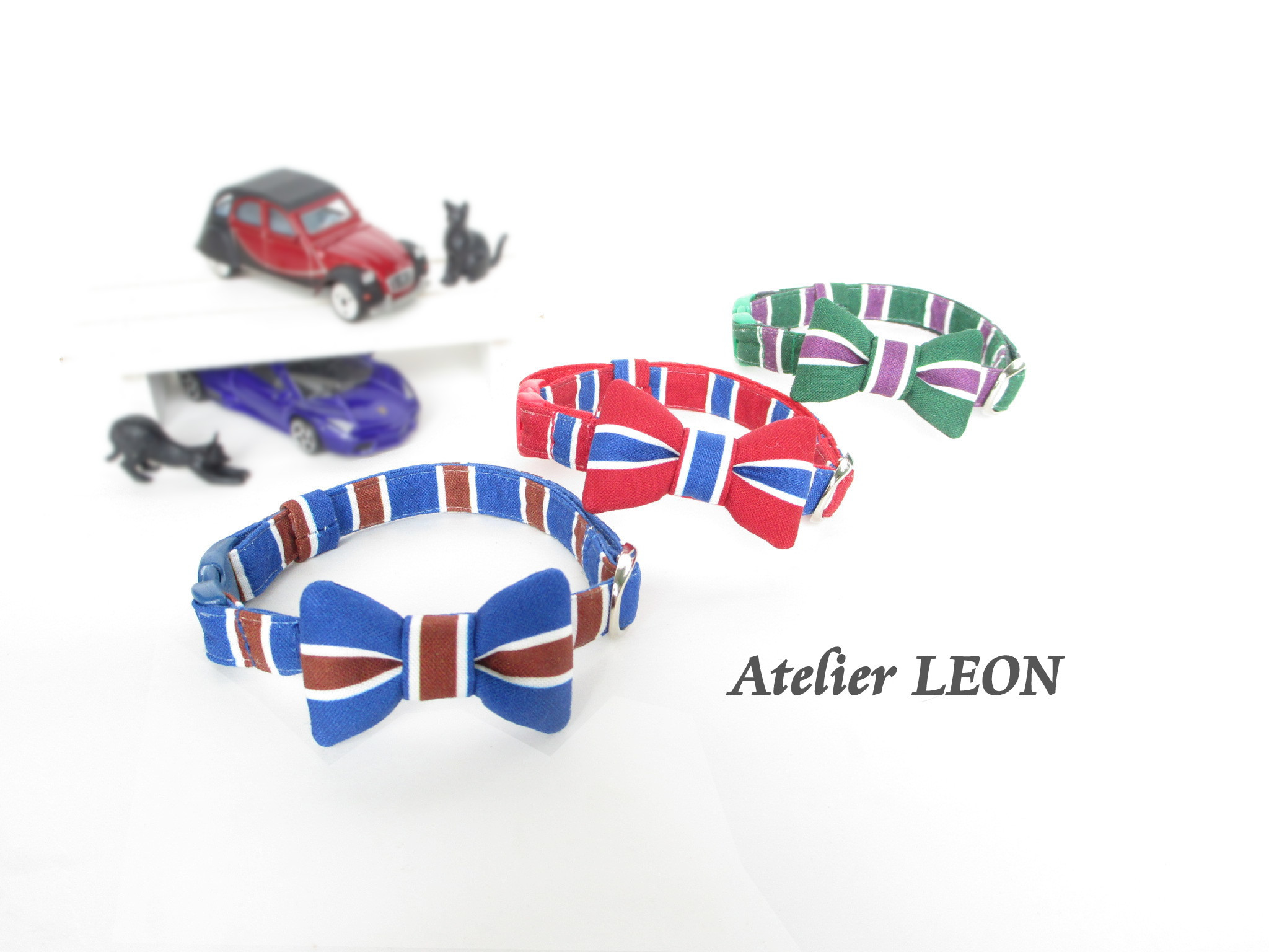 新色！バイカラーの紳士リボン＊猫ちゃん首輪 リード・首輪 Atelier